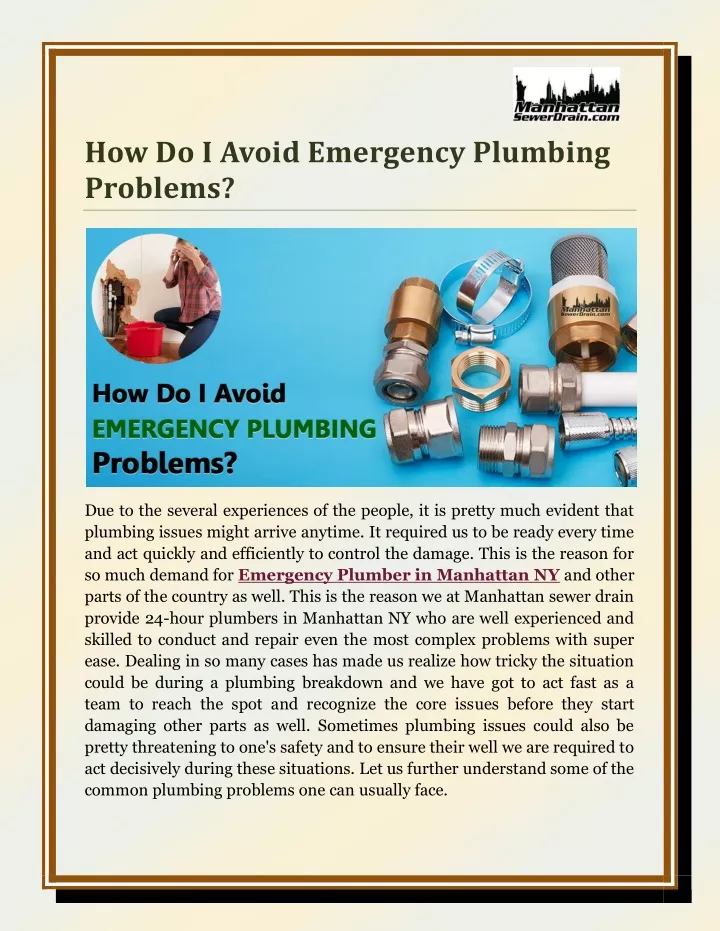 how do i avoid emergency plumbing problems