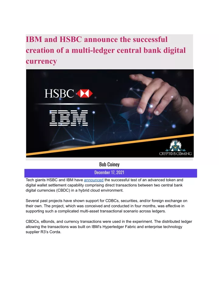 ibm and hsbc announce the successful creation