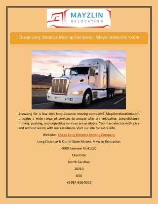 cheap long distance moving company