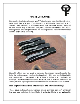 How To Use Knives?