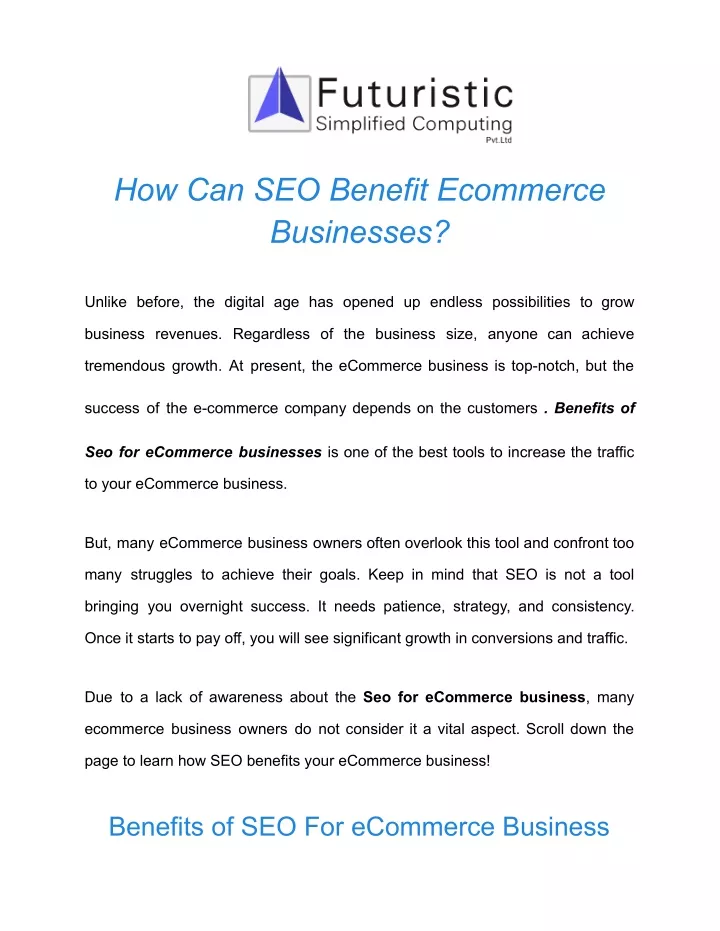 how can seo benefit ecommerce businesses