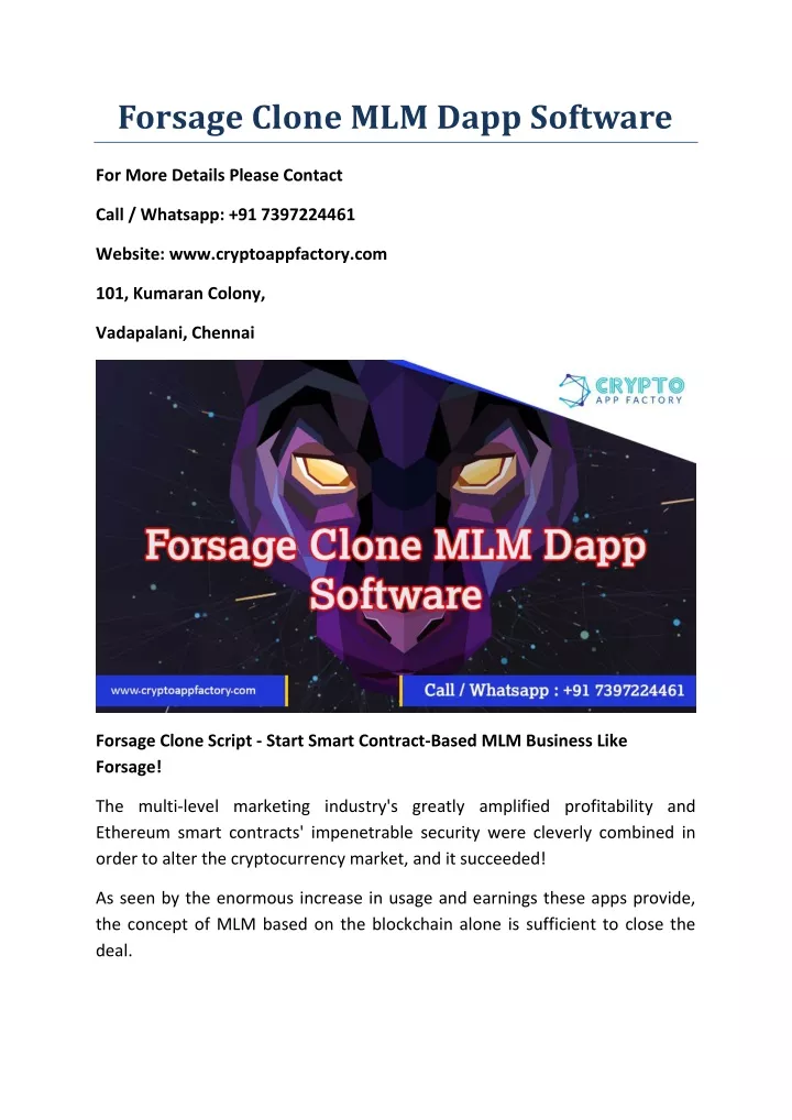 forsage clone mlm dapp software