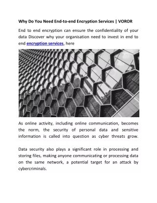 Why Do You Need End-to-end Encryption Services - VOROR