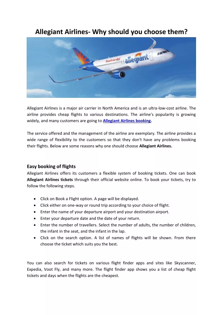 allegiant airlines why should you choose them