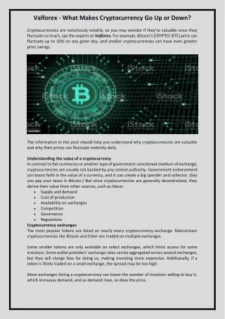 Valforex — What Makes Cryptocurrency Go Up or Down?