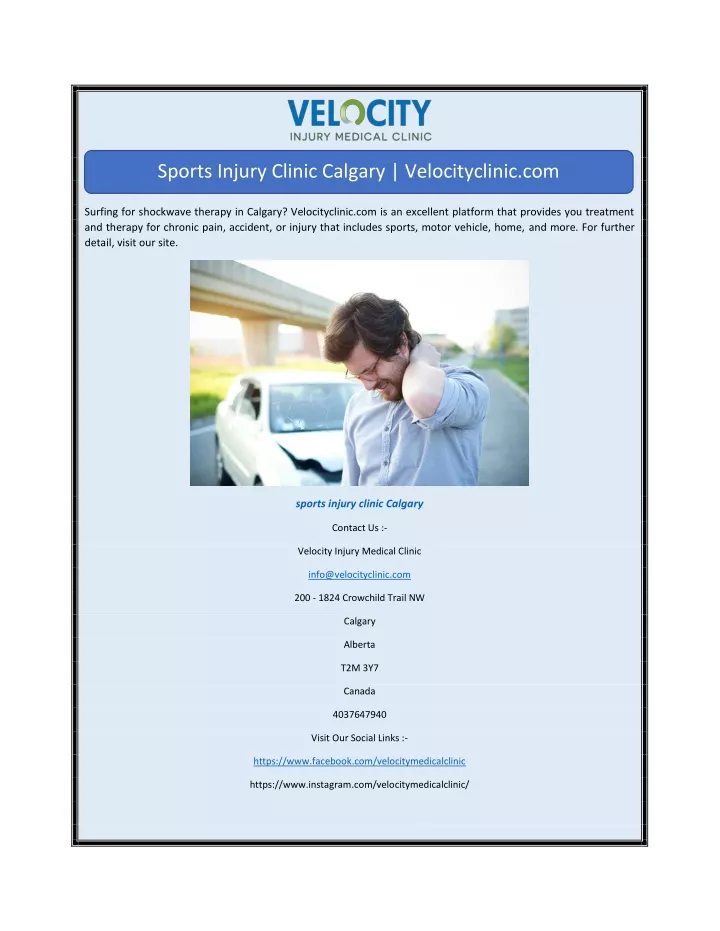 sports injury clinic calgary velocityclinic com