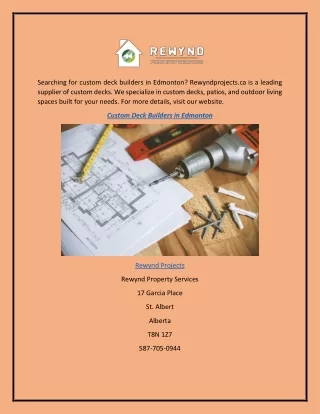 Custom Deck Builders in Edmonton  Rewyndprojects.ca