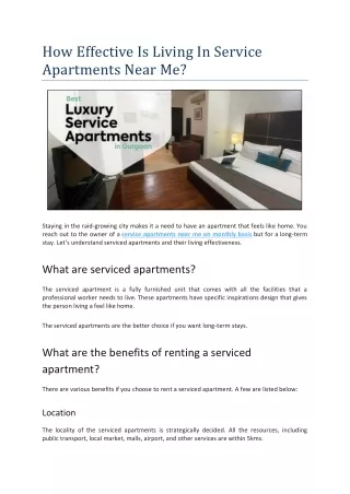 How Effective Is Living In Service Apartments Near Me