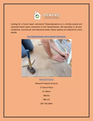 Fort Saskatchewan Home Repair Contractor  Rewyndprojects.ca
