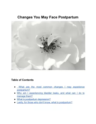 changes you may face postpartum