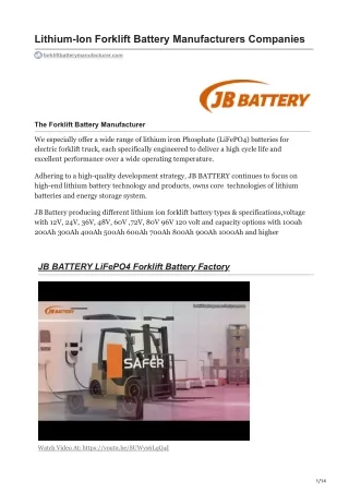 forkliftbatterymanufacturer.com-Lithium-Ion Forklift Battery Manufacturers Companies