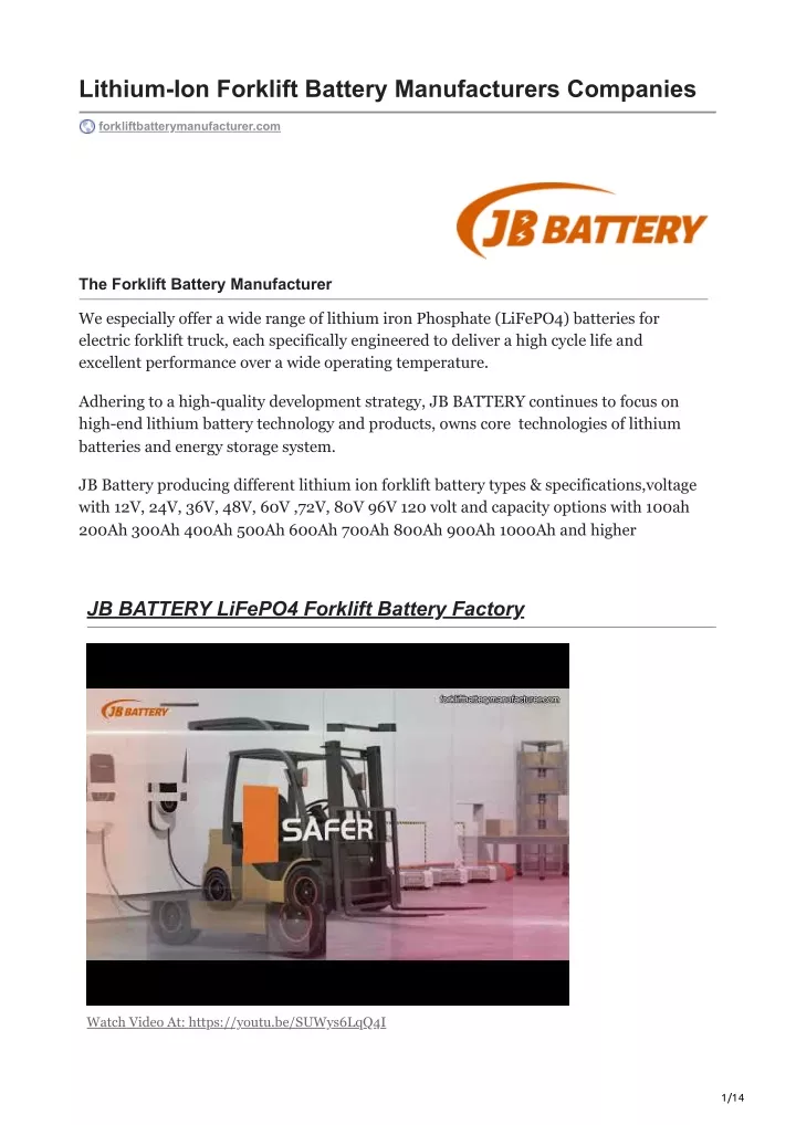 lithium ion forklift battery manufacturers