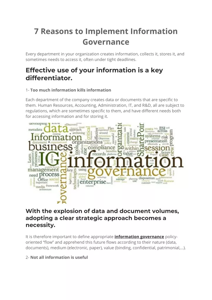 7 reasons to implement information governance