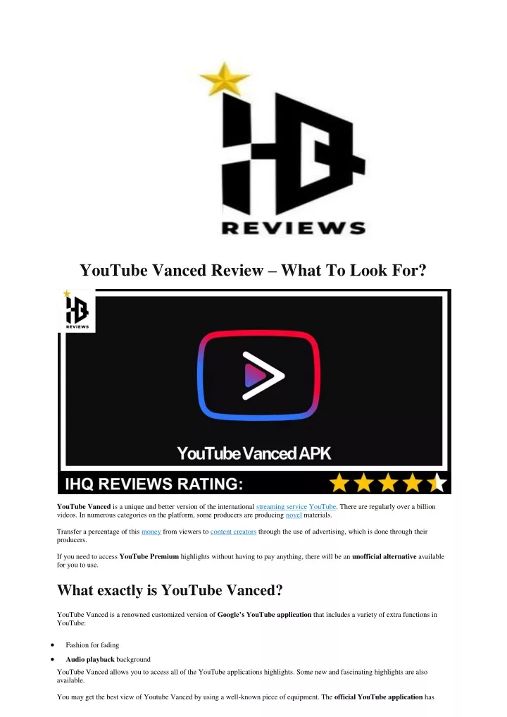 youtube vanced review what to look for