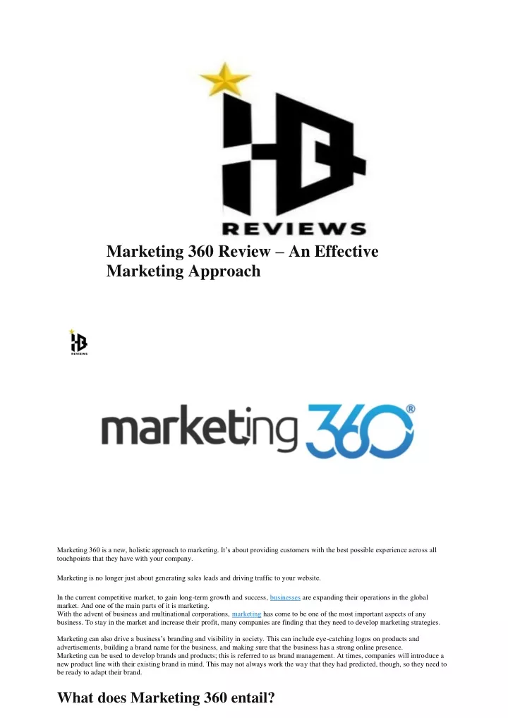 marketing 360 review an effective marketing