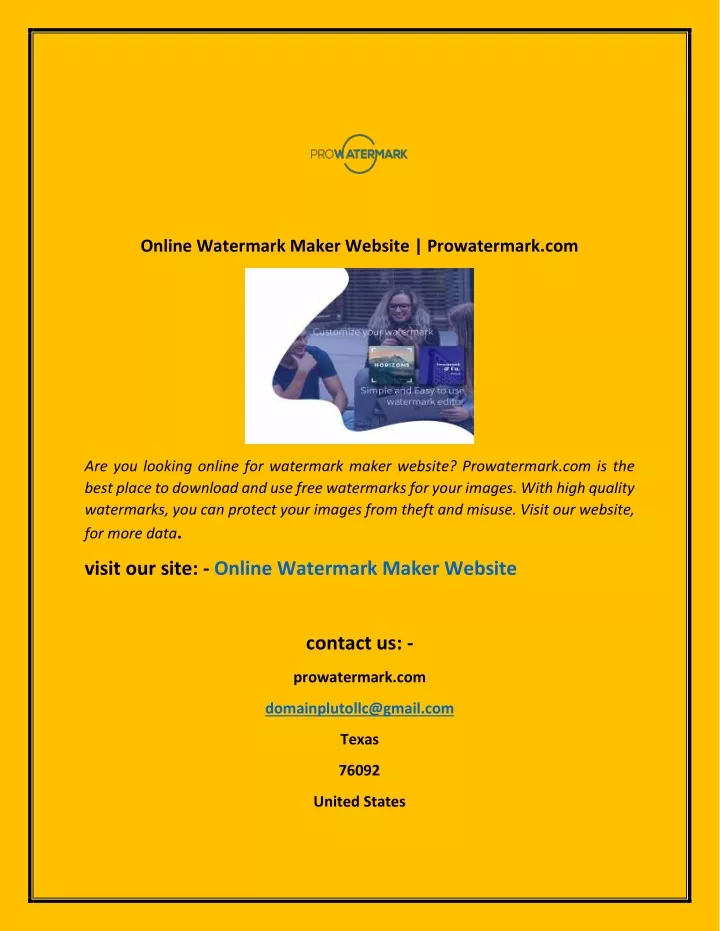 online watermark maker website prowatermark com