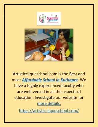 Affordable Schools in Kothapet | Artisticcliqueschool.com