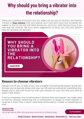 Why should you bring a vibrator into the relationship