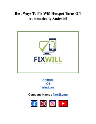 Best Ways To Fix Wifi Hotspot Turns Off Automatically Android! - Fixwill