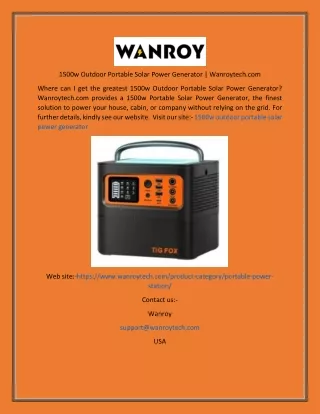 1500w Outdoor Portable Solar Power Generator  Wanroytech