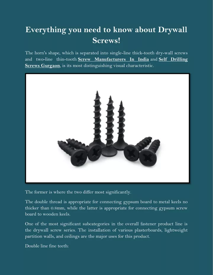 everything you need to know about drywall screws