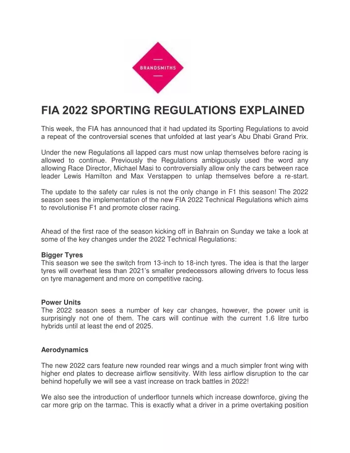 fia 2022 sporting regulations explained