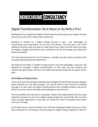 digital transformation go it alone or go with