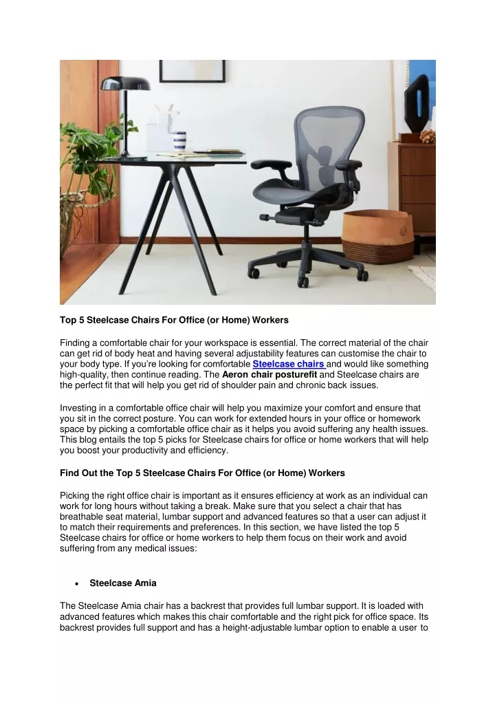 top 5 steelcase chairs for office or home workers