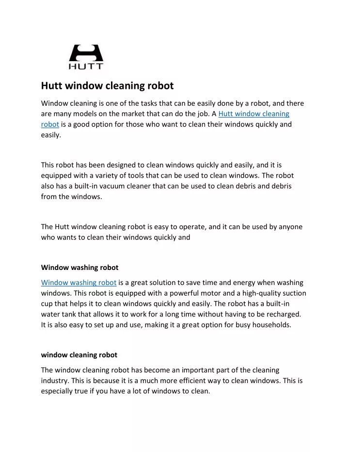 hutt window cleaning robot