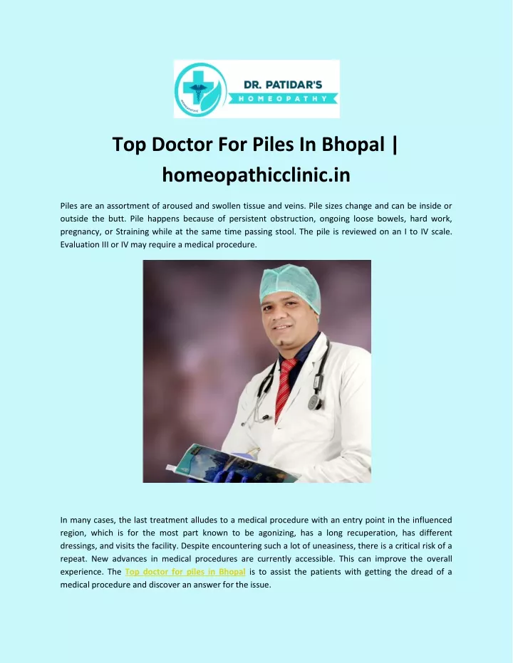 top doctor for piles in bhopal homeopathicclinic