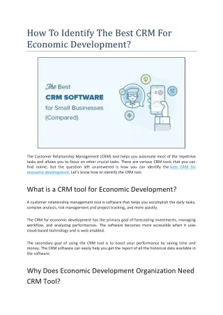 How To Identify The Best CRM For Economic Development