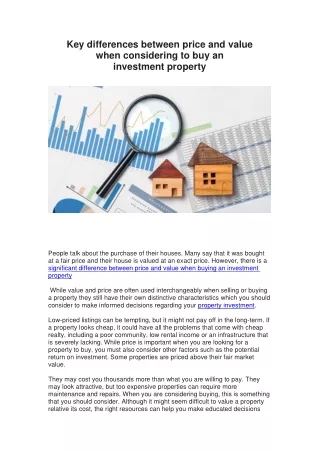 key differences between price and value when