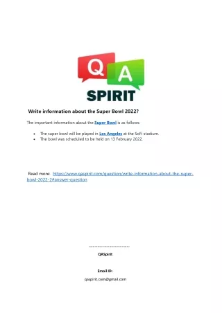 write information about the super bowl 2022