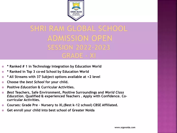 shri ram global school admission open session 2022 2023 grade xi