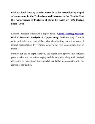 global cloud testing market growth