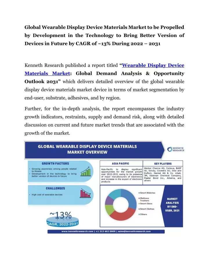 global wearable display device materials market