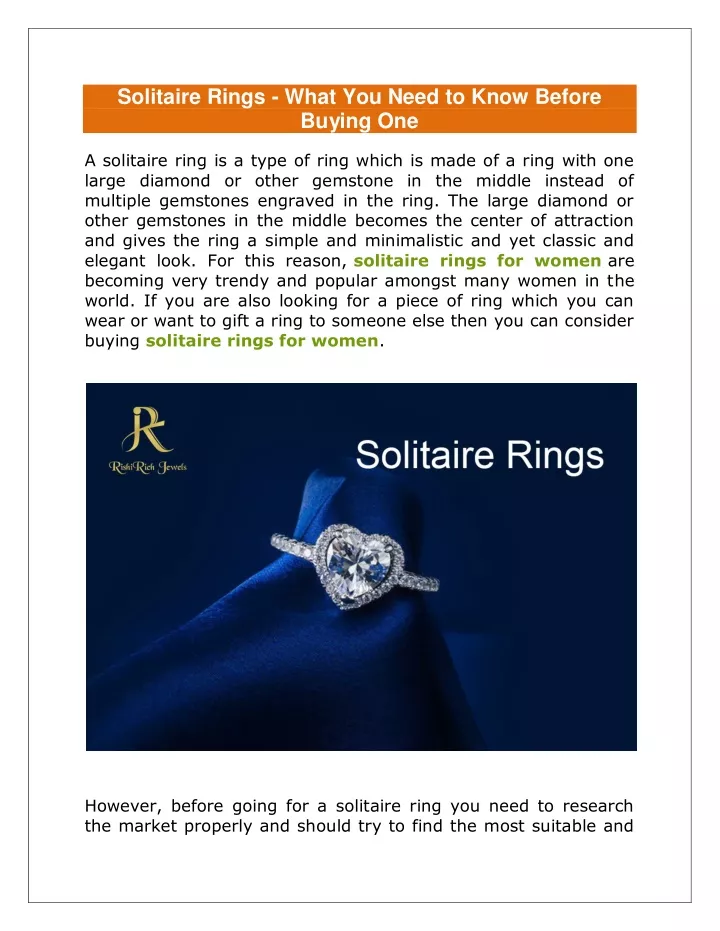 solitaire rings what you need to know before