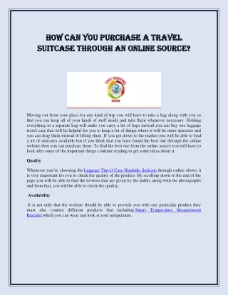 How can you purchase a travel suitcase through an online source