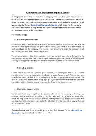 Kontingence as a Recruitment Company In Canada