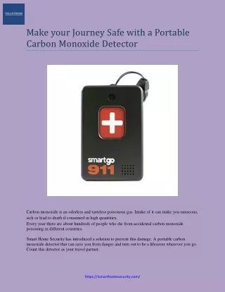 Make your Journey Safe with a Portable Carbon Monoxide Detector