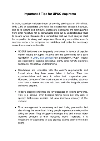 important 5 tips for upsc aspirants