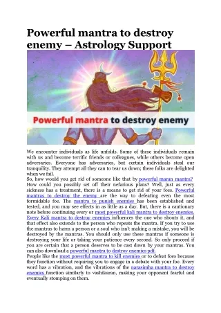 powerful mantra to destroy enemy astrology support
