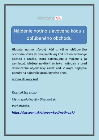 Nájdenie notino zľavového kódu z obľúbeného obchodu