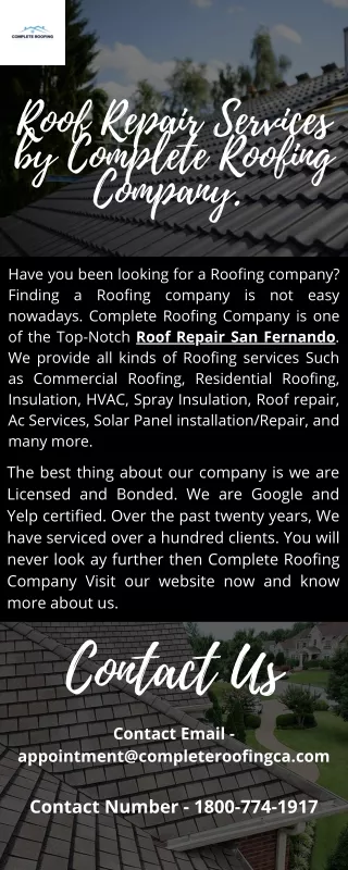 Roofing Services By Complete Roofing.