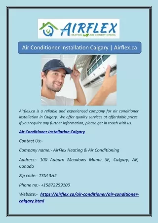 Air Conditioner Installation Calgary | Airflex.ca