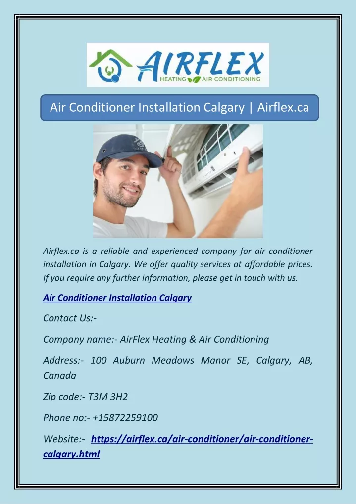 PPT Air Conditioner Installation Calgary Airflex.ca PowerPoint