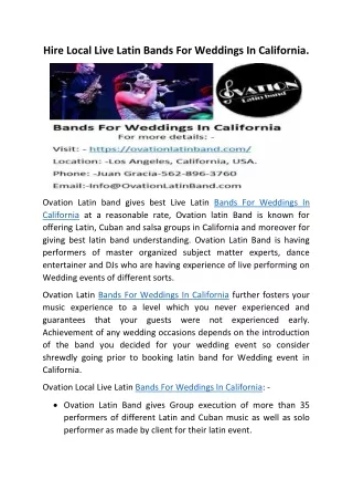 Bands For Weddings In California