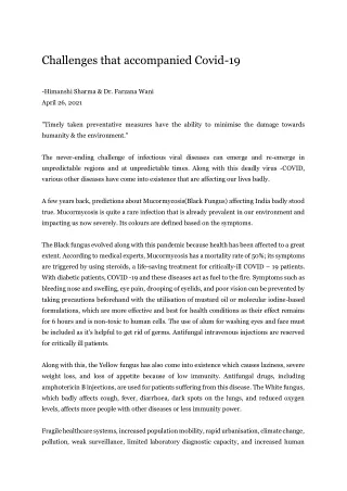 Challenges that accompanied Covid-19 pdf