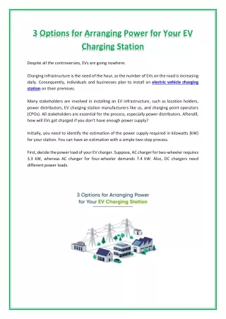 3 Options for Arranging Power for Your EV Charging Station