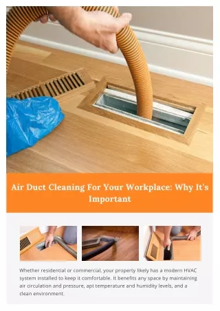 Air duct cleaning for your workplace Why it’s important